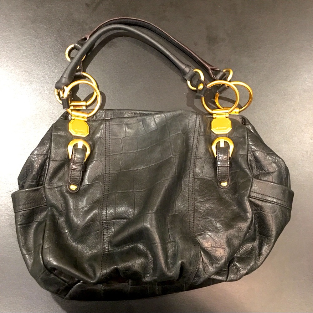 B. Makowsky Shoulder Bag Black Pleather/Used 8/10